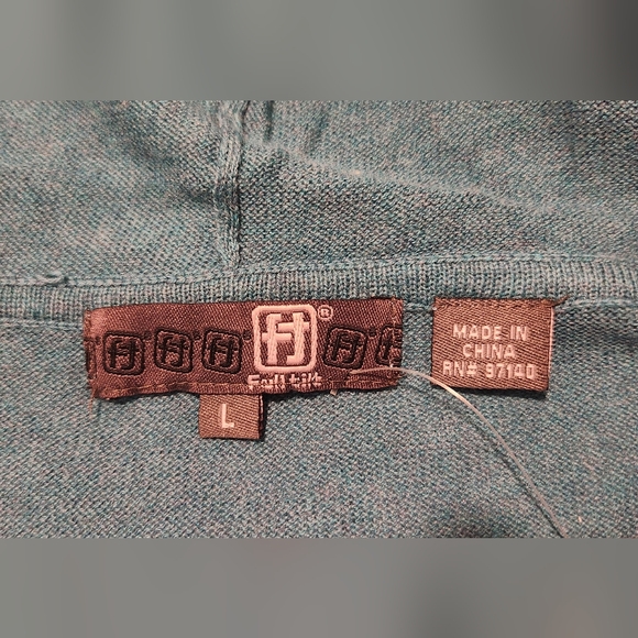 Full Tilt Teal Green Cozy V-Neck Sweater - Picture 6 of 7